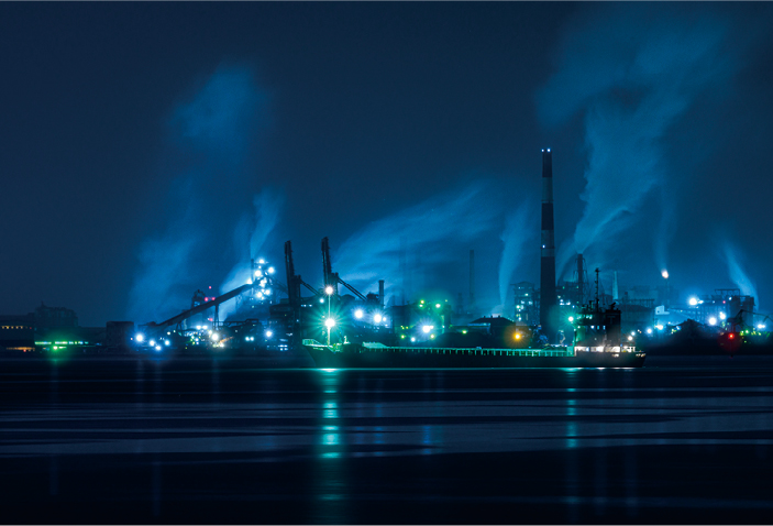 室蘭市の工場の夜景
