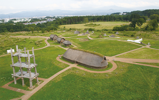 三内丸山遺跡全景 (青森県教育庁文化財保護課提供)