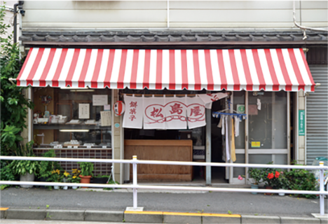 伊皿子交差点近くにある大正7年創業の老舗和菓子屋、松島屋