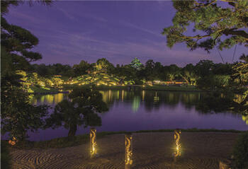 昨年の後楽園夜間特別開園「夏の幻想庭園」の様子 <br>http://genso-teien.okayama.jp