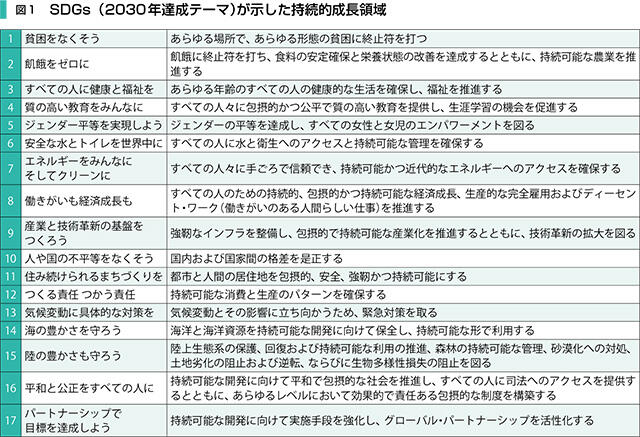 図1SDGs（2030年達成テーマが示した）持続的成長領域